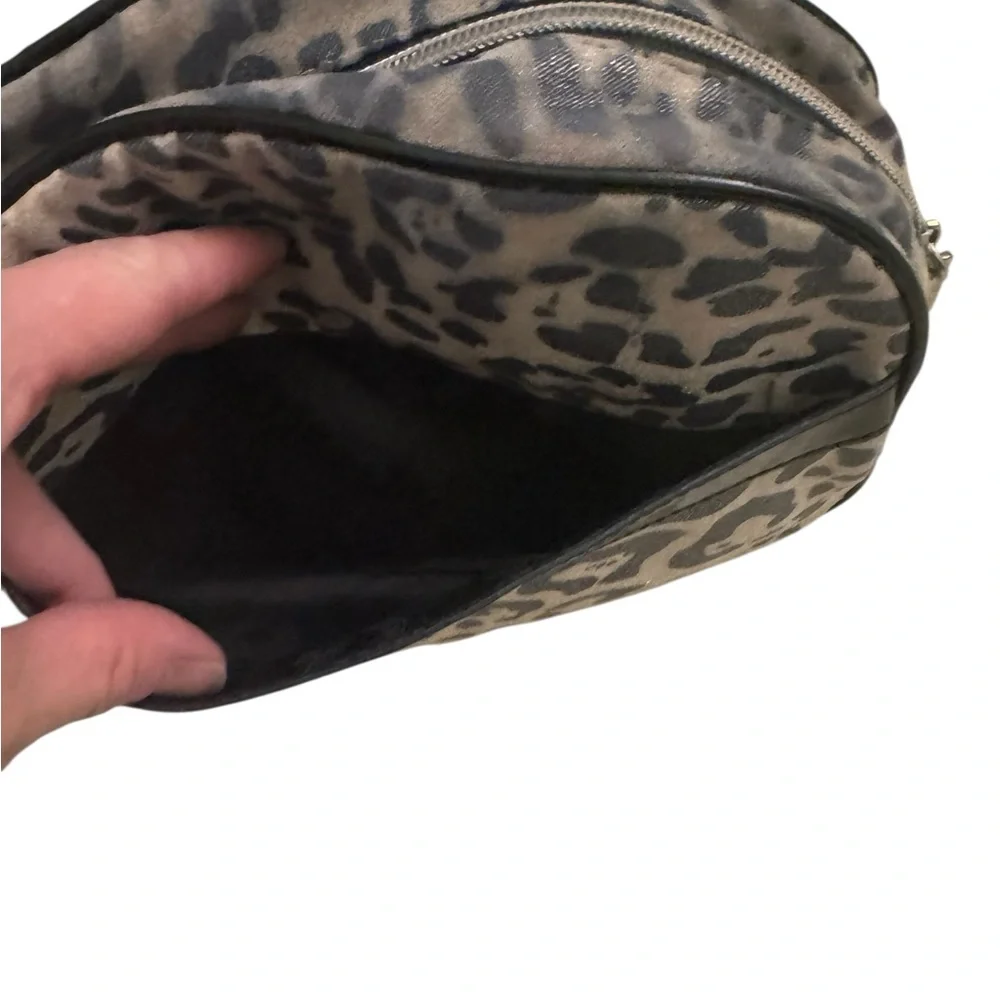 Betseyville by Betsey Johnson Grey Metallic Leopard‎ Print Cosmetic Zipper Bag
